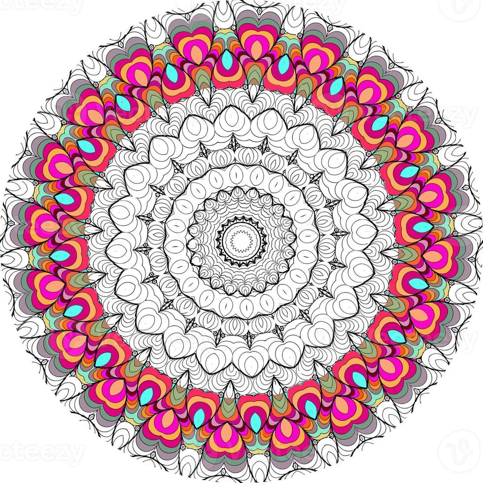 Fondo de mandala con grandes colores. patrones de terapia antiestrés foto