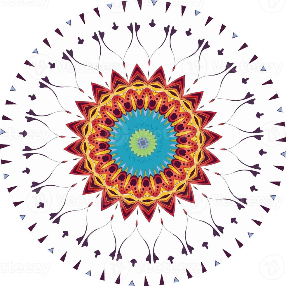 Luxury Ornamental Mandala Design Background Colorful. Unusual Flower Shape. Oriental Vector. Weave Design Elements photo