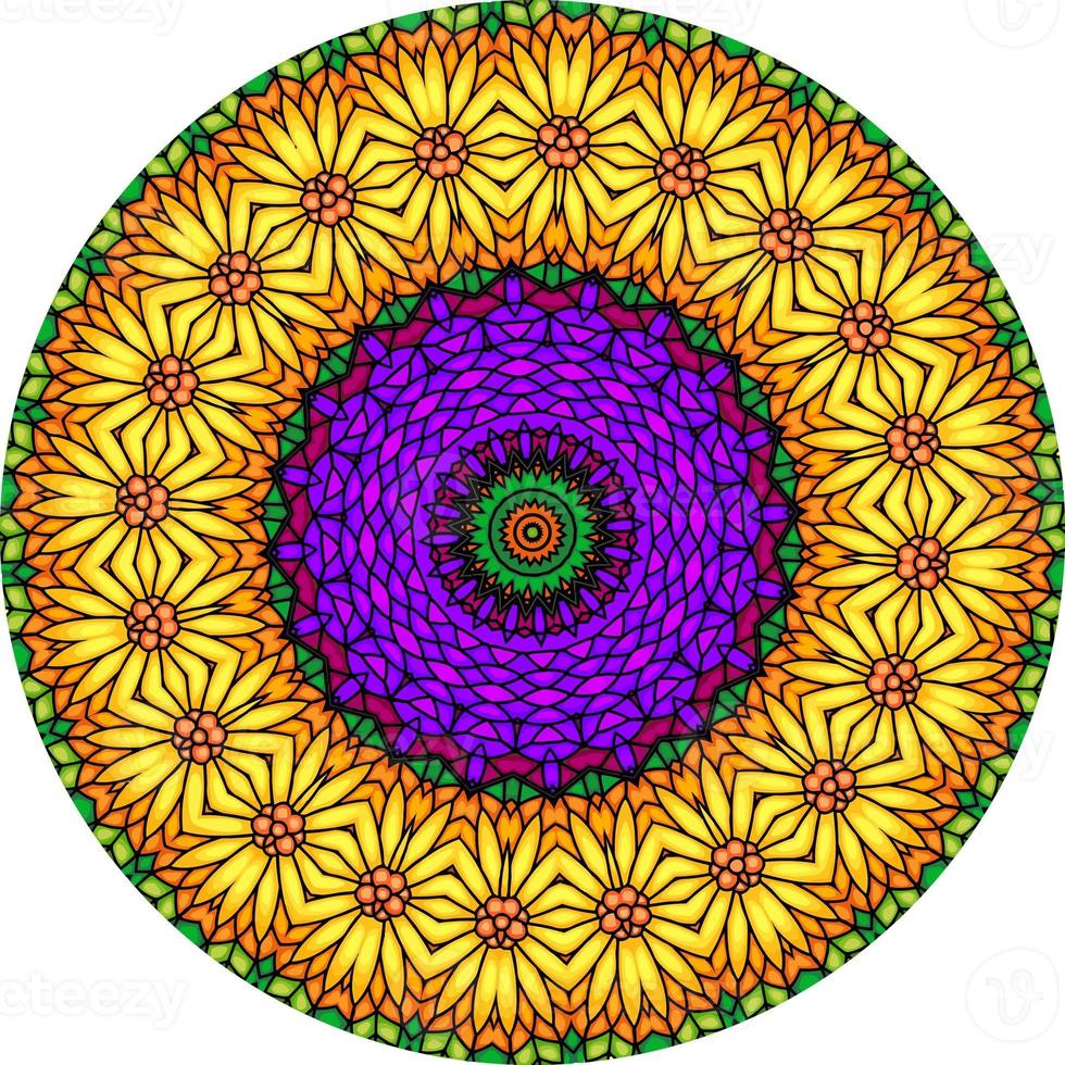 Multicolor Mandala Background. Coloring Book Page. Unusual Flower Shape. Oriental photo