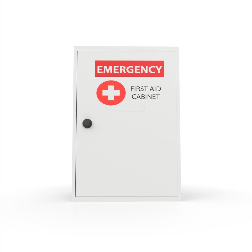 First aid cabinet isolated on white background photo