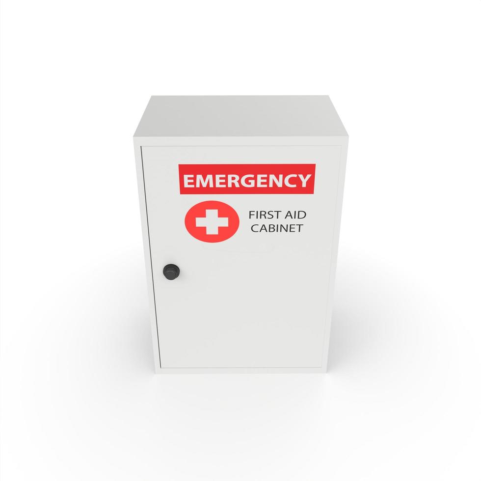 First aid cabinet isolated on white background photo