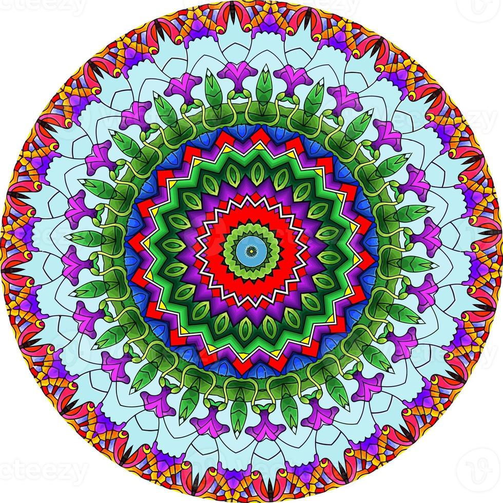 Mandala Background With Great Colors .  Weave Design Elements photo