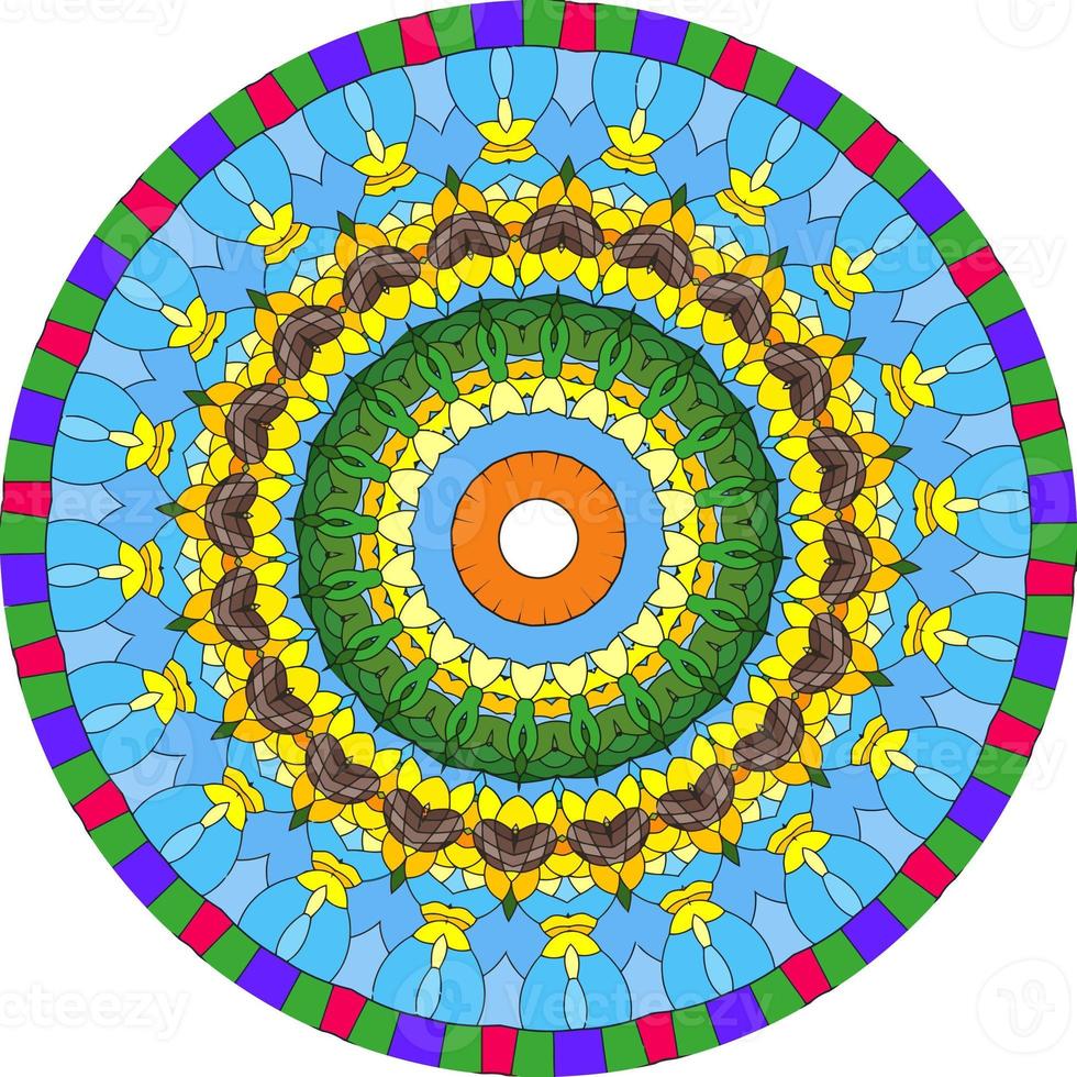 Abstract Colorful Mandala Background . Anti-Stress Therapy Patterns photo