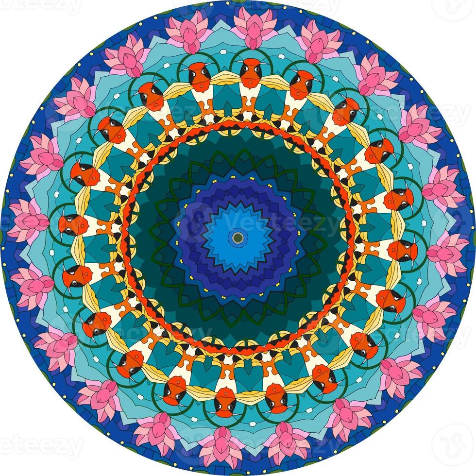Luxury Ornamental Colorful Mandala Design Unusual Flower Shape. Oriental . Anti-Stress Therapy Patterns. Weave Design Elements photo