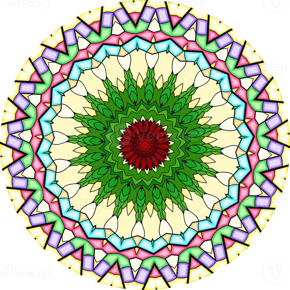Mandala Background With Great Colors . Unusual Flower Shape. Oriental ., Anti-Stress Therapy Patterns. Weave Design Elements photo