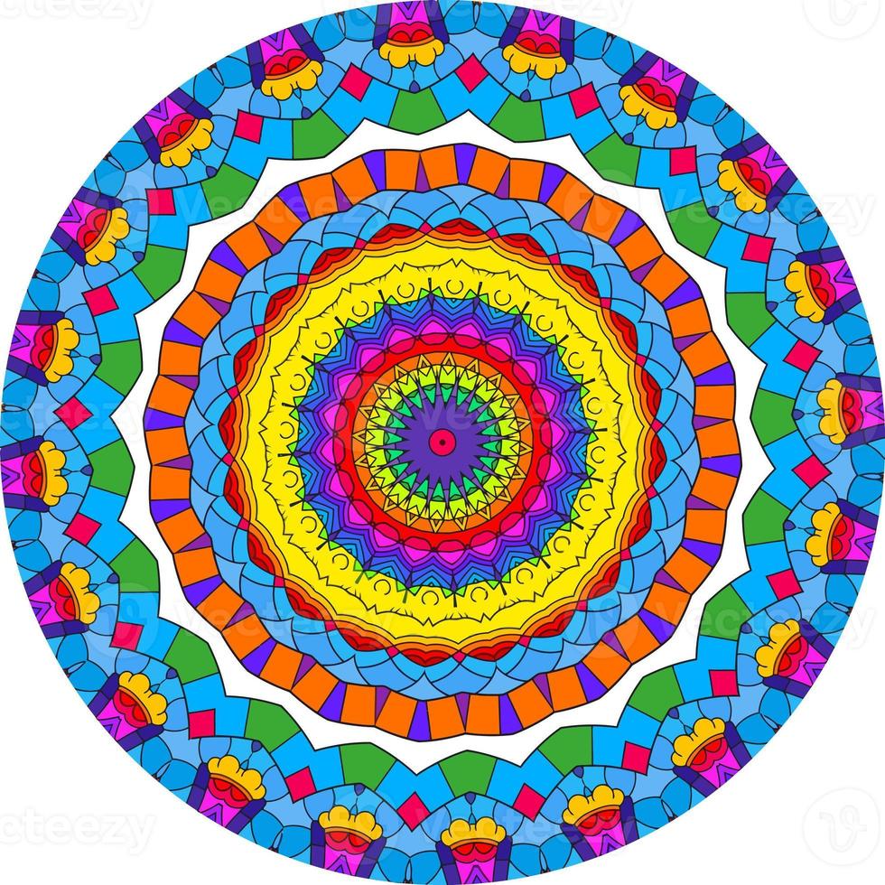 Colorful Mandala With Floral Ornament On A White Background. Decorative Isolated Motif For Design photo