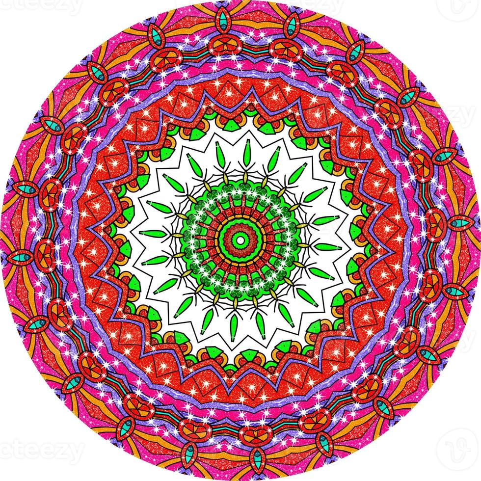 mandala colorido con adorno floral. mandala colorido con adorno floral. mandala de brillo foto