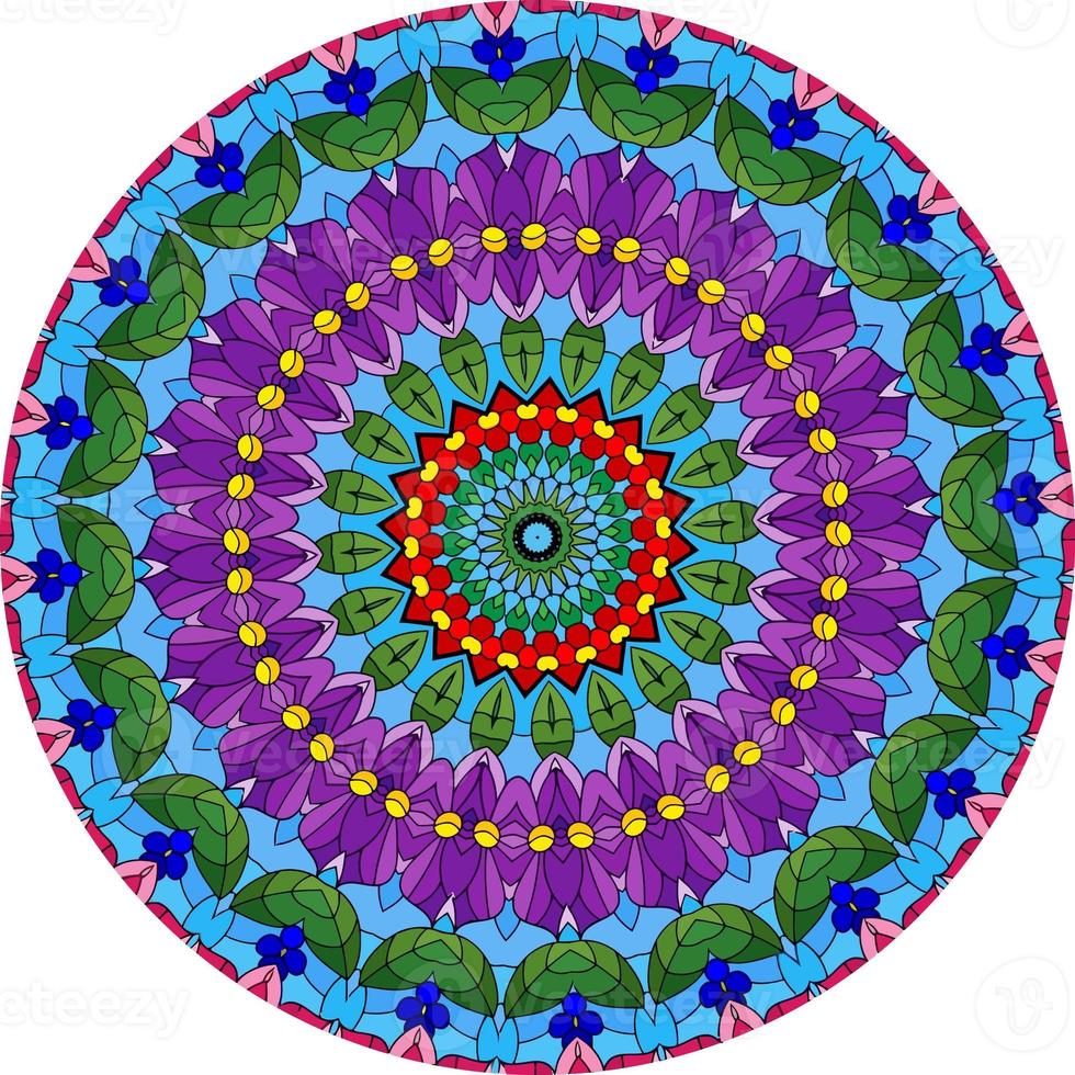 Luxury Ornamental Colorful Mandala Design Unusual Flower Shape. Oriental . Anti-Stress Therapy Patterns. Weave Design Elements photo