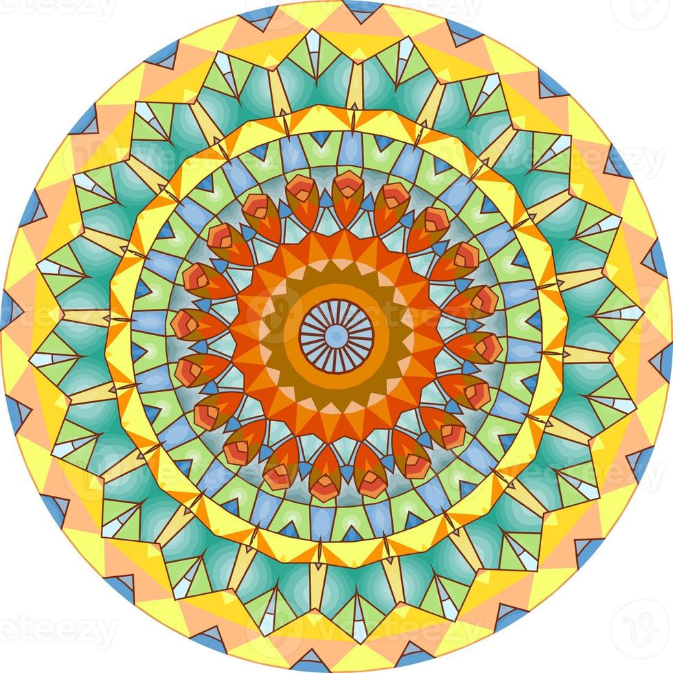 Abstract Colorful Mandala Background . Unusual Flower Shape. photo