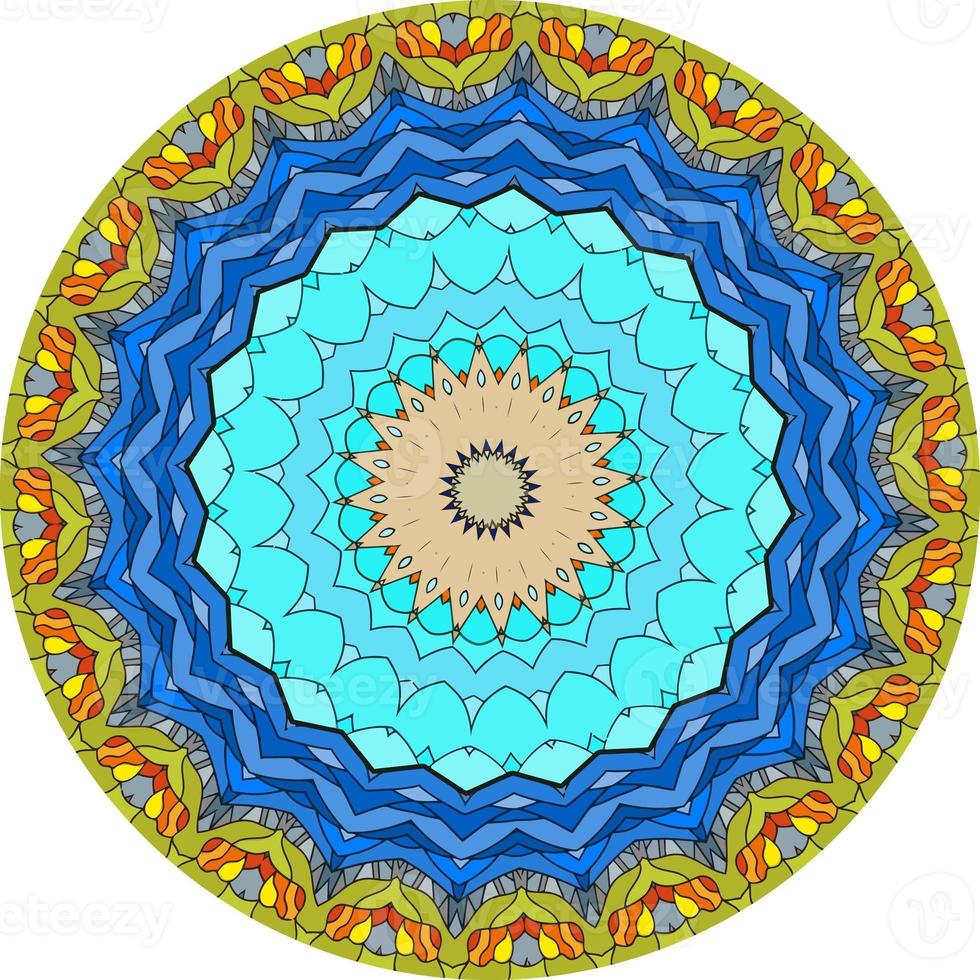 Luxury Ornamental Mandala Design Background Colorful. Unusual Flower Shape. Oriental Vector. Weave Design Elements photo