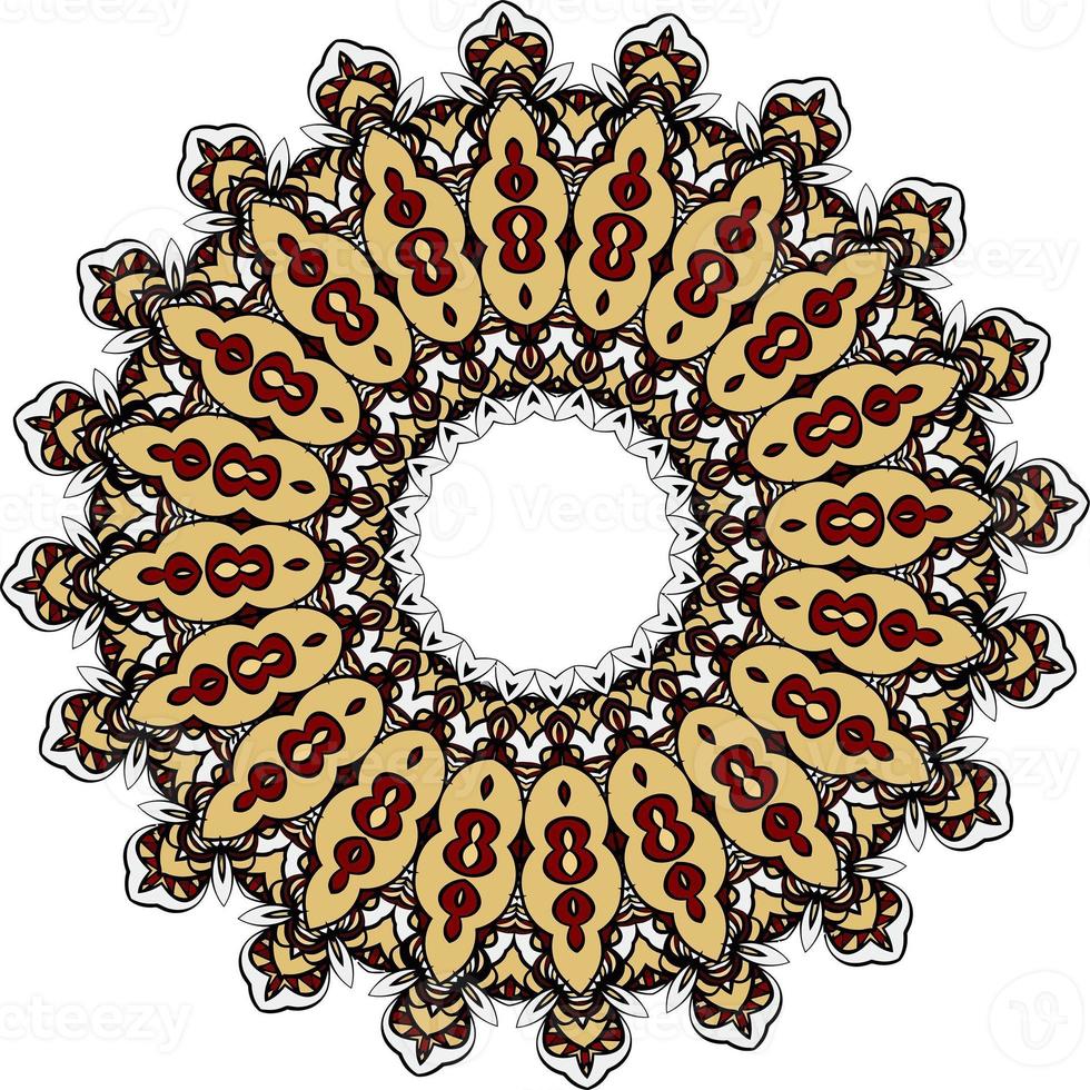 Ethnic Mandala With Colorful Ornament. Bright Colors. Isolated. photo