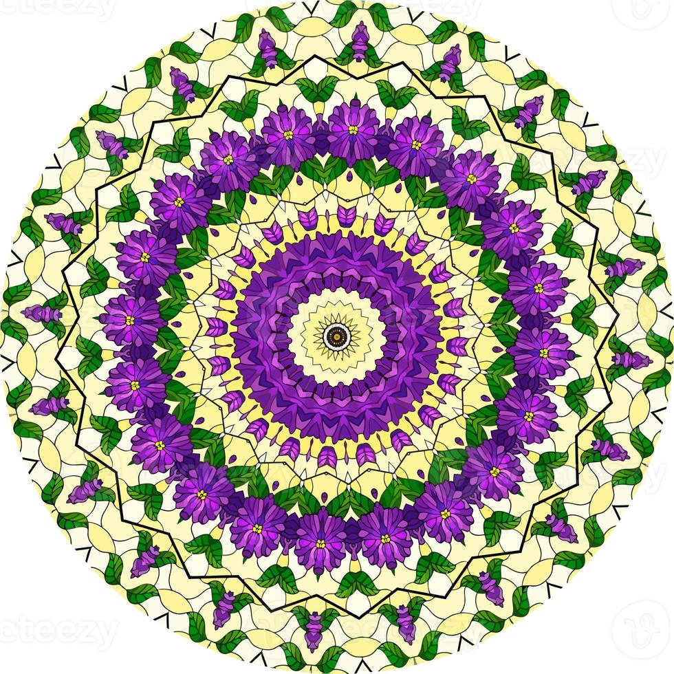 Multicolor Mandala Background. Coloring Book Page. Unusual Flower Shape. photo