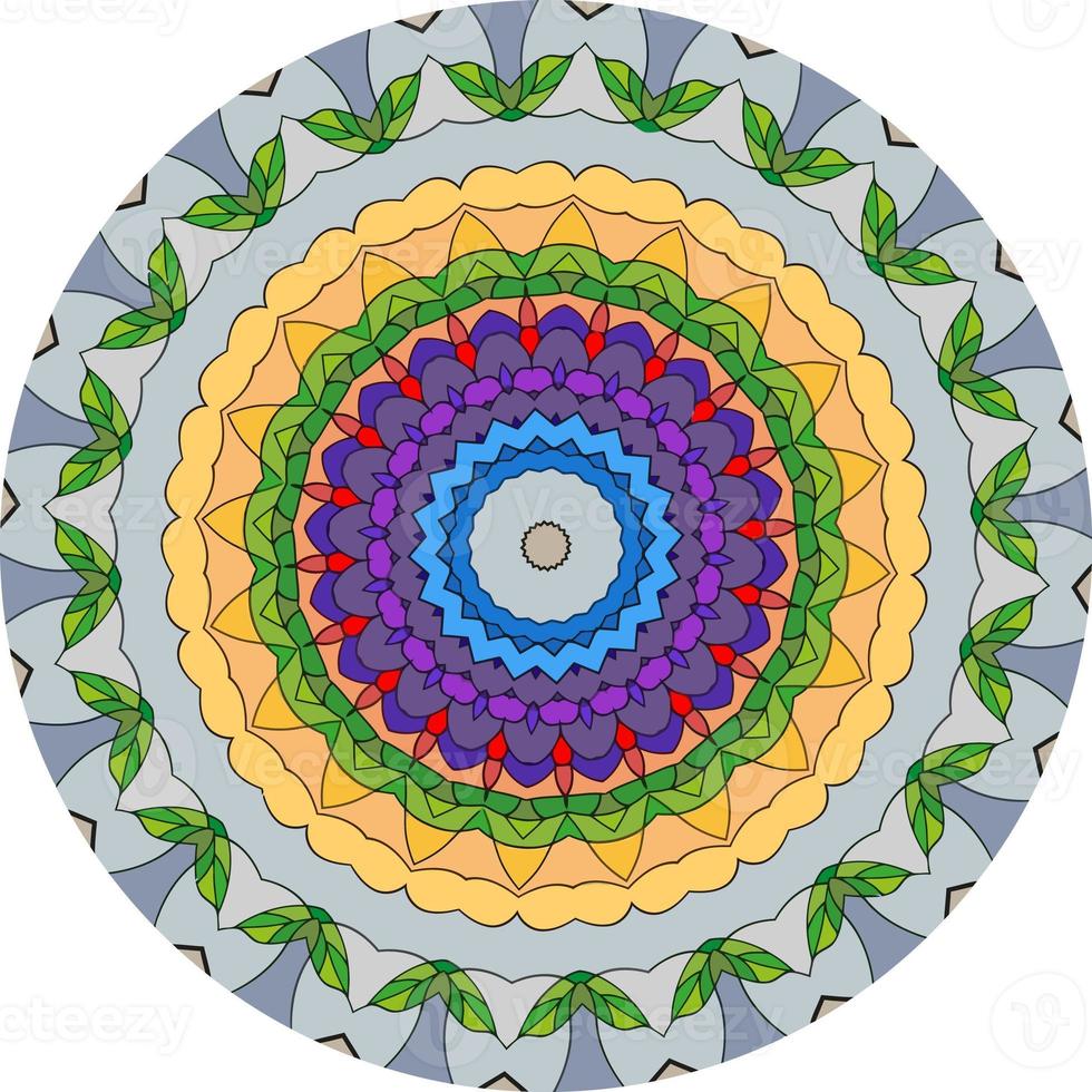 Luxury Ornamental Mandala Design Background Colorful. Unusual Flower Shape. Oriental Vector. Weave Design Elements photo