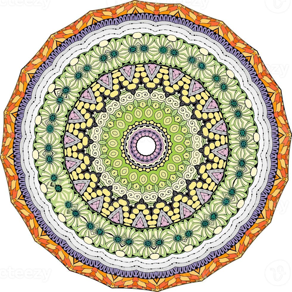Flower Mandala. Vintage Decorative Elements. Oriental Pattern, Vector Illustration. Coloring Book Page photo