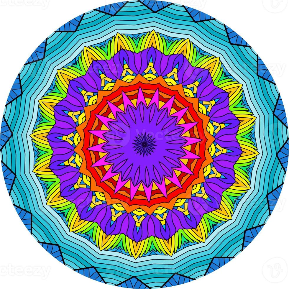 Abstract Background With A Colorful Mandala Pattern . Unusual Flower Shape. photo