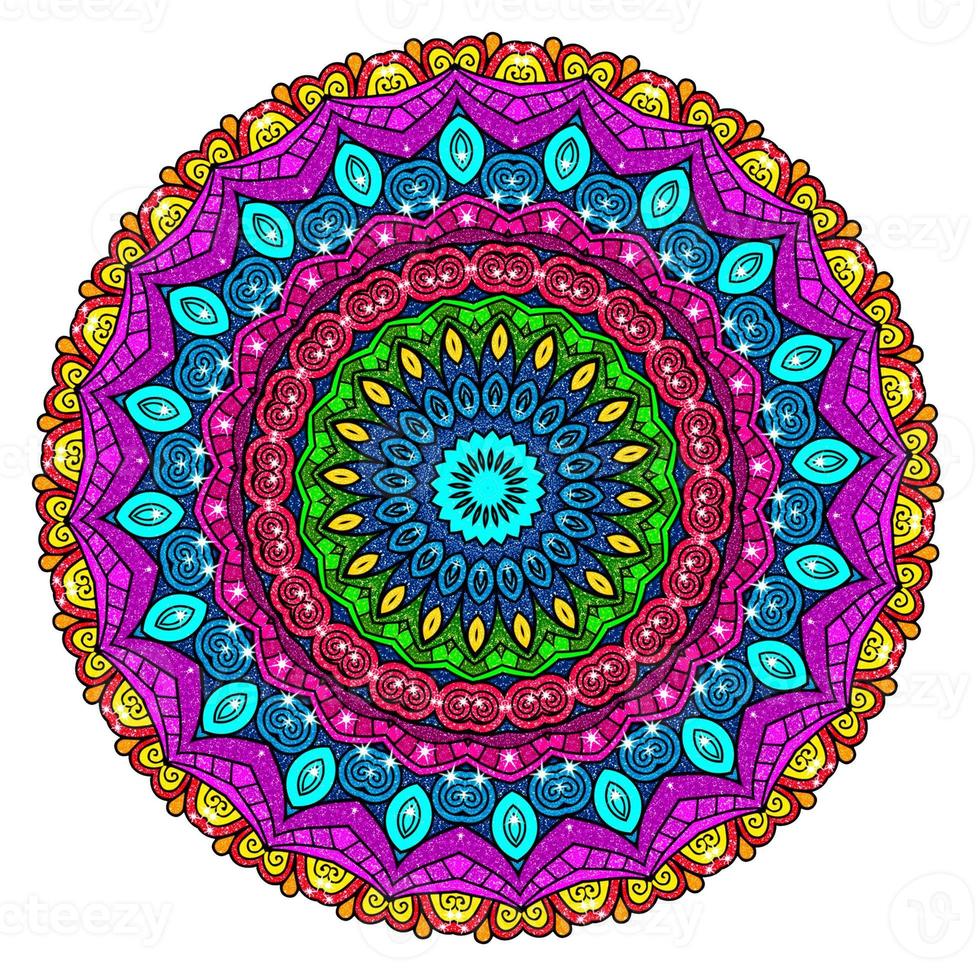 Multicolor Glitter Mandala Background photo