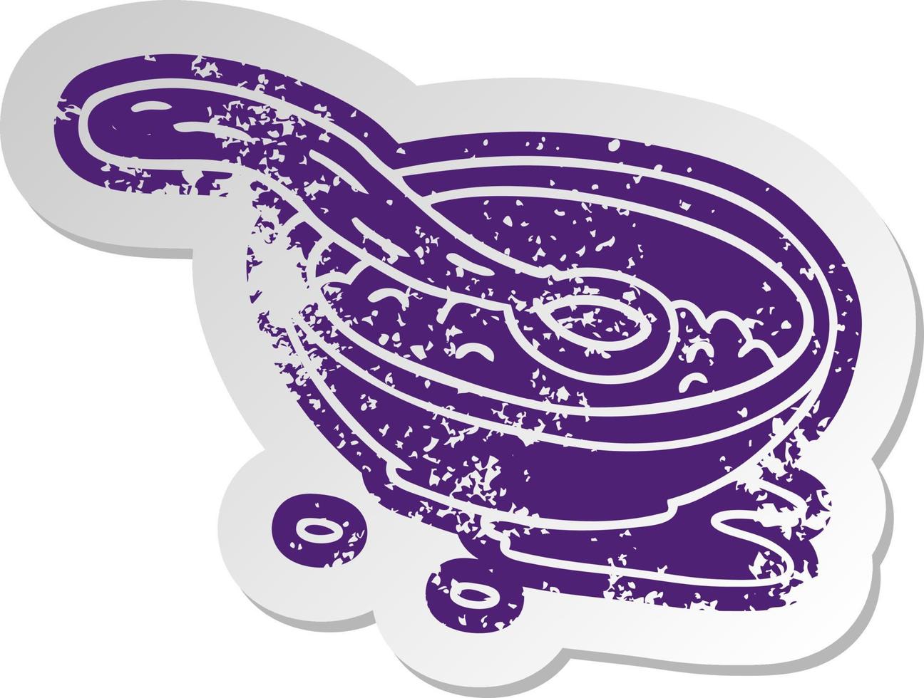 distressed old sticker of a cereal bowl vector