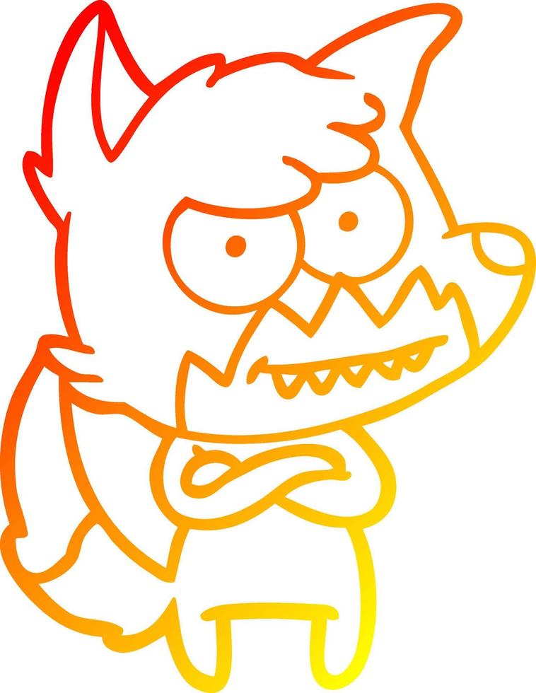 warm gradient line drawing cartoon grinning fox vector