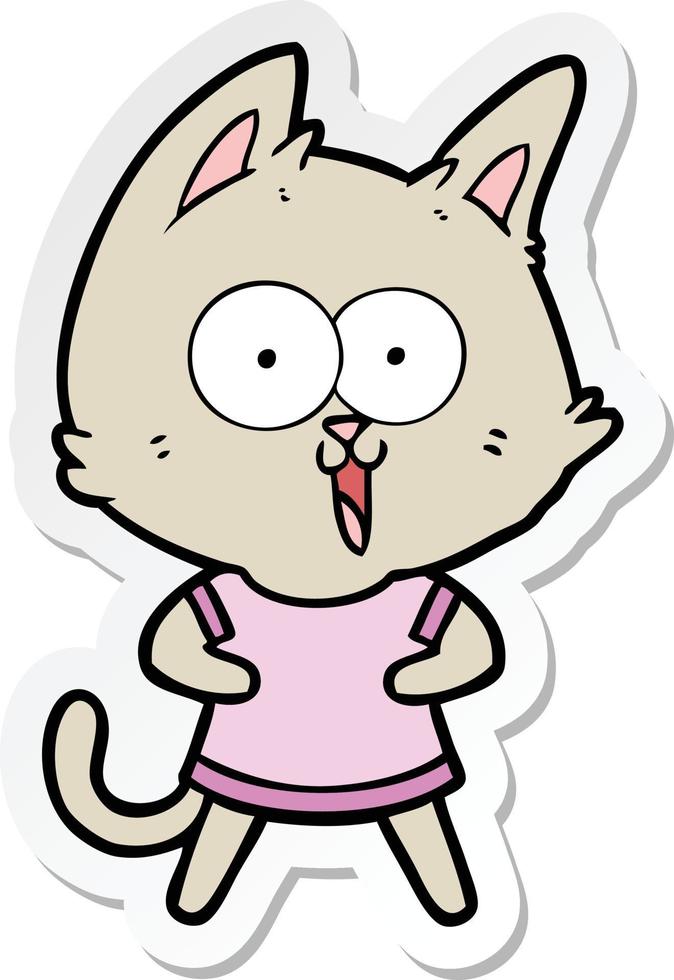 sticker of a funny cartoon cat vector