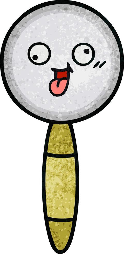 retro grunge texture cartoon magnifying glass vector
