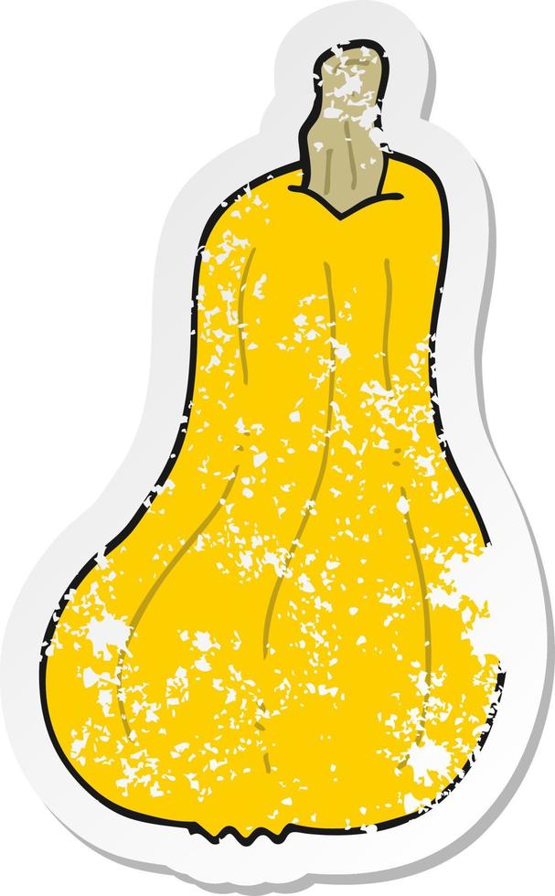 distressed sticker of a cartoon squash vector
