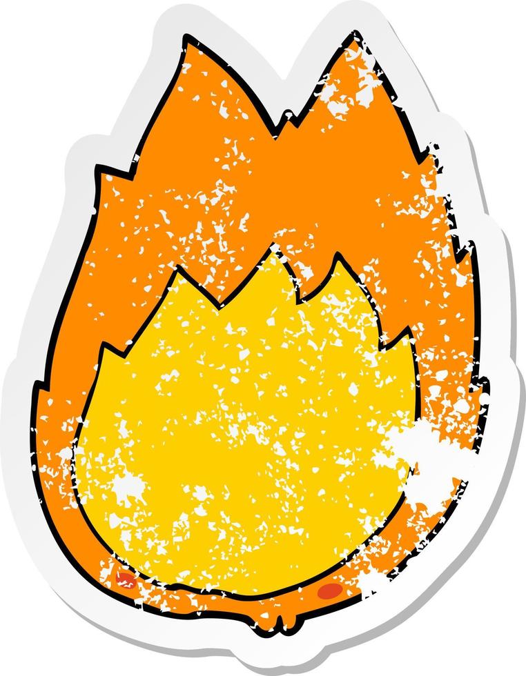 distressed sticker of a cartoon flames vector