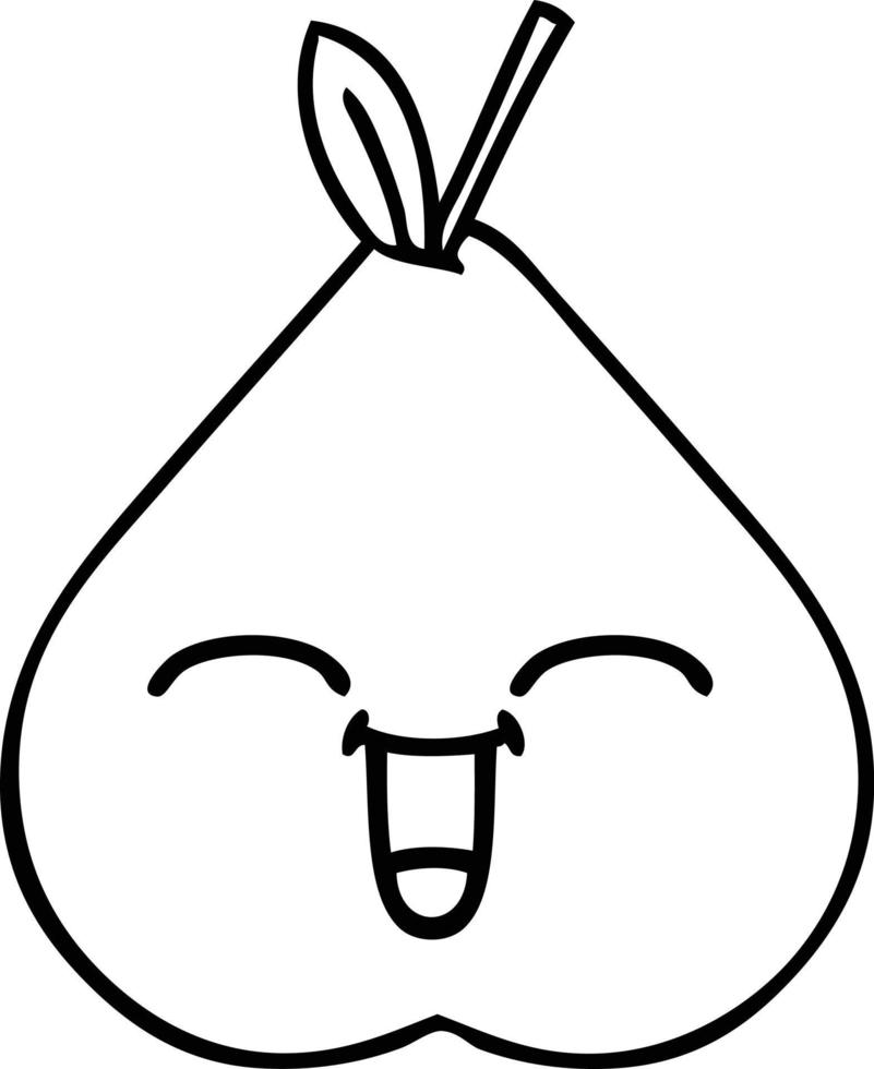 line drawing cartoon pear vector