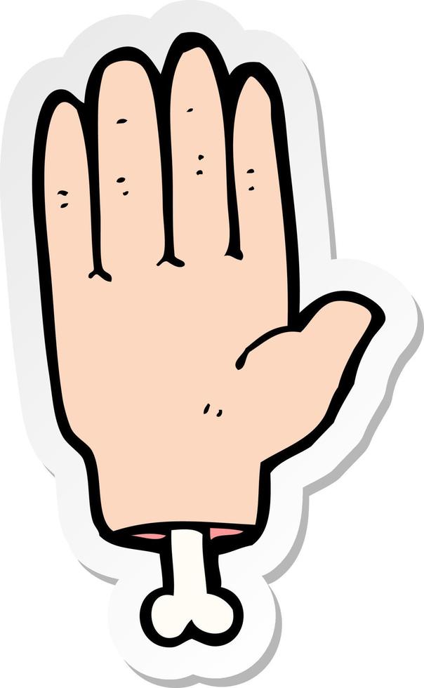 sticker of a cartoon hand vector