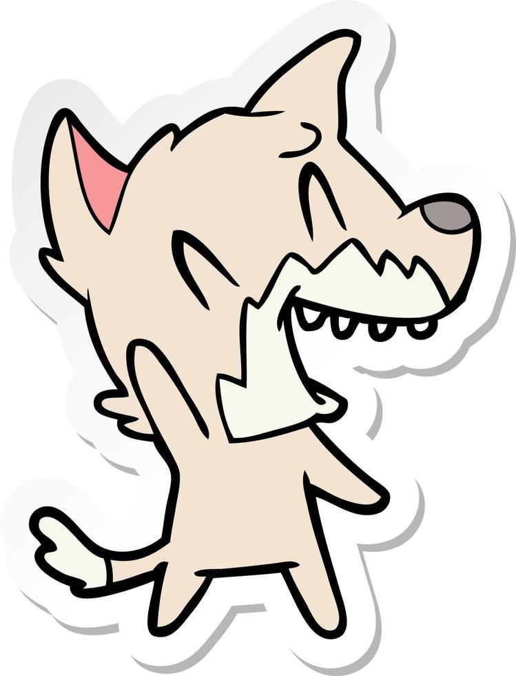 sticker of a laughing fox cartoon vector