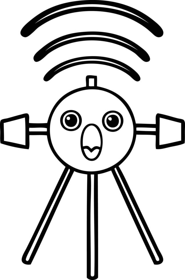 line drawing cartoon satellite vector