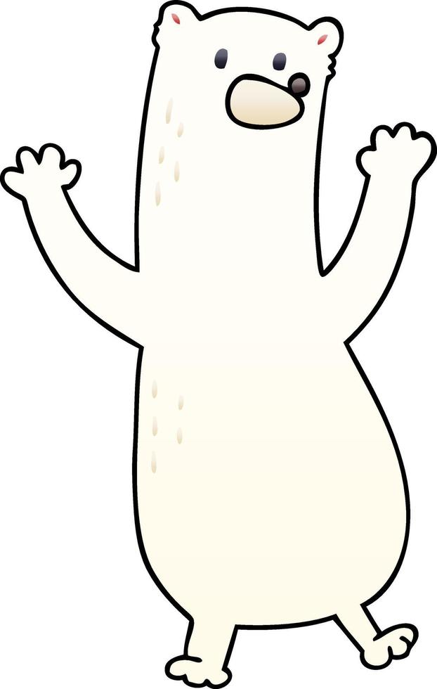 quirky gradient shaded cartoon polar bear vector