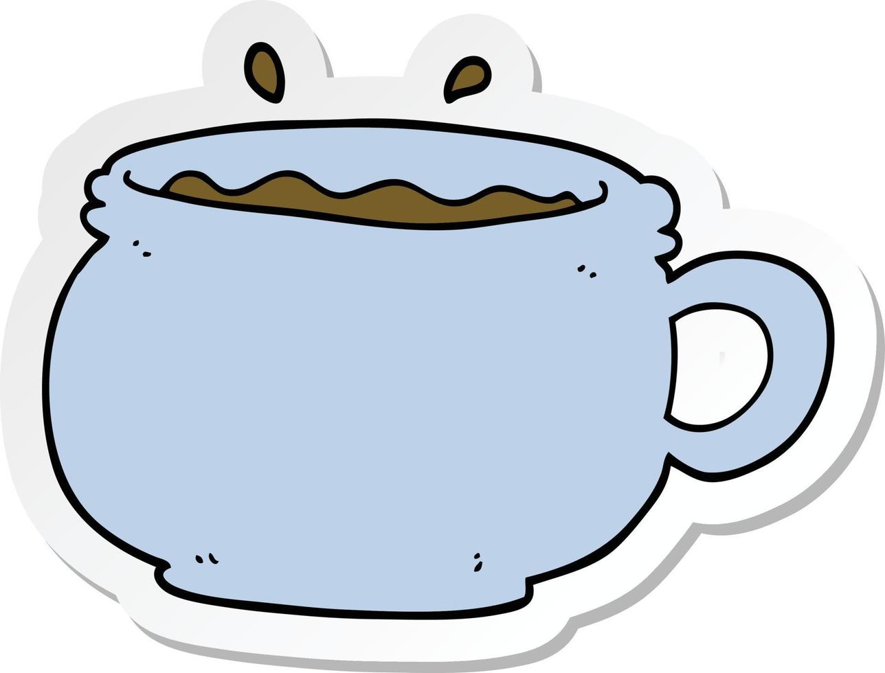 sticker of a cartoon hot cup of coffee vector