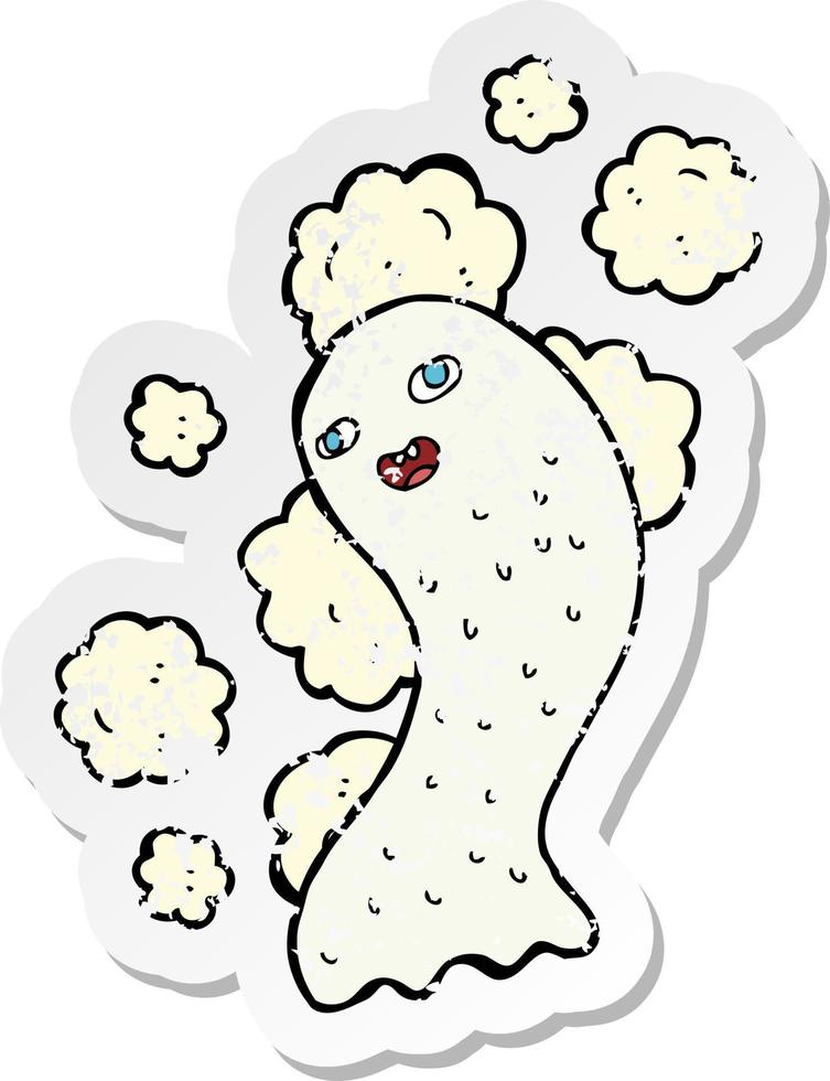retro distressed sticker of a cartoon ghost vector
