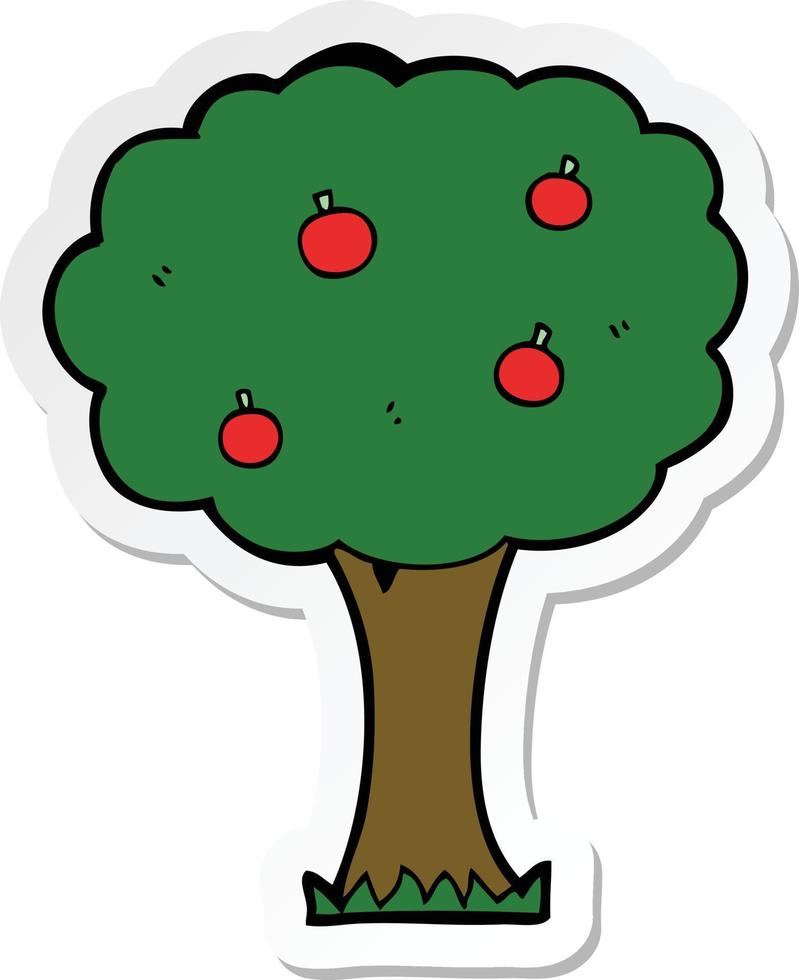 sticker of a cartoon apple tree vector