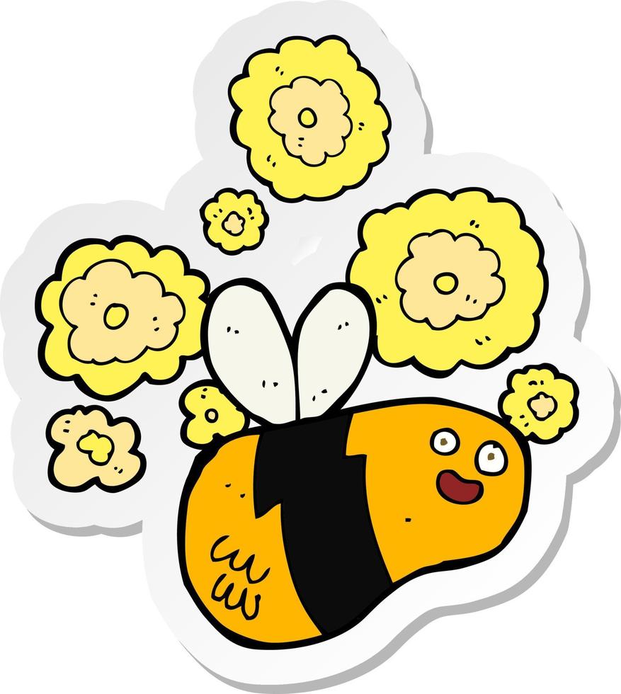 sticker of a cartoon bee vector