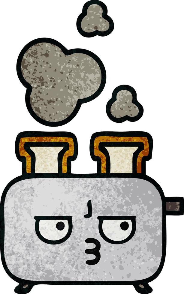 retro grunge texture cartoon of a toaster vector