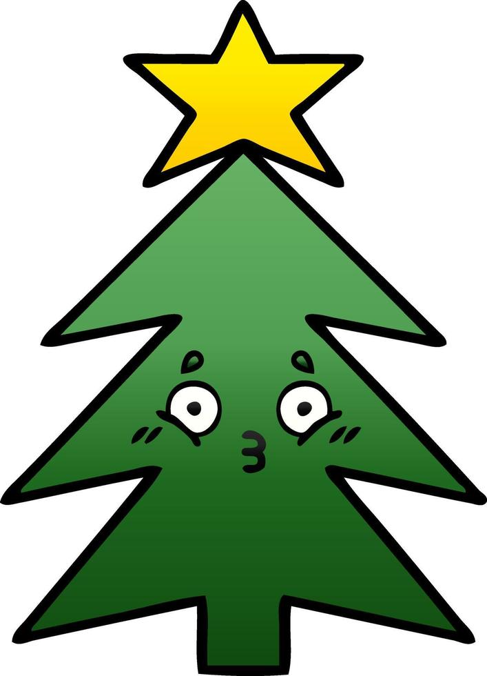 árbol de navidad de dibujos animados sombreado degradado vector