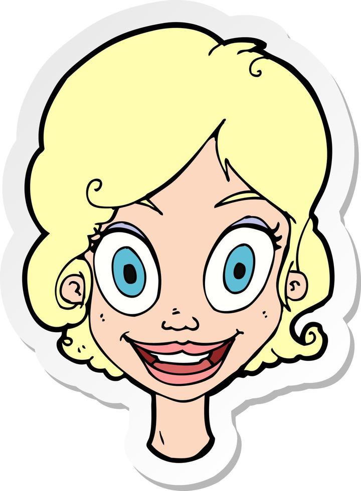 pegatina de una caricatura mujer feliz vector