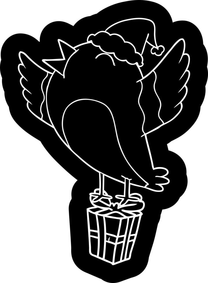 cartoon icon of a bird wearing santa hat 10541584 Vector Art at Vecteezy