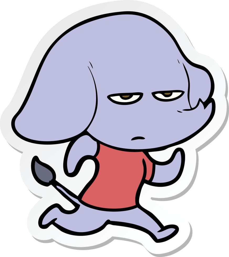 sticker of a annoyed cartoon elephant vector