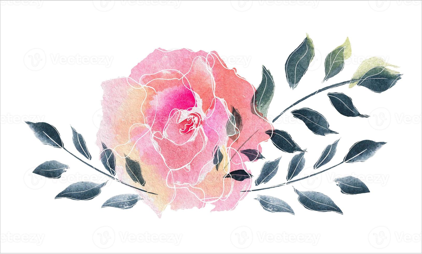 ramo de rosas composición floral acuarela foto