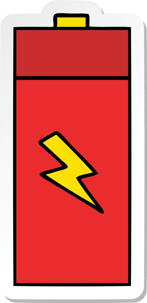 sticker of a cute cartoon electrical battery vector