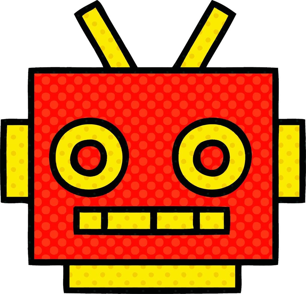 cabeza de robot de dibujos animados estilo cómic vector