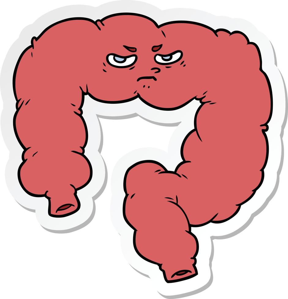 sticker of a cartoon angry colon vector