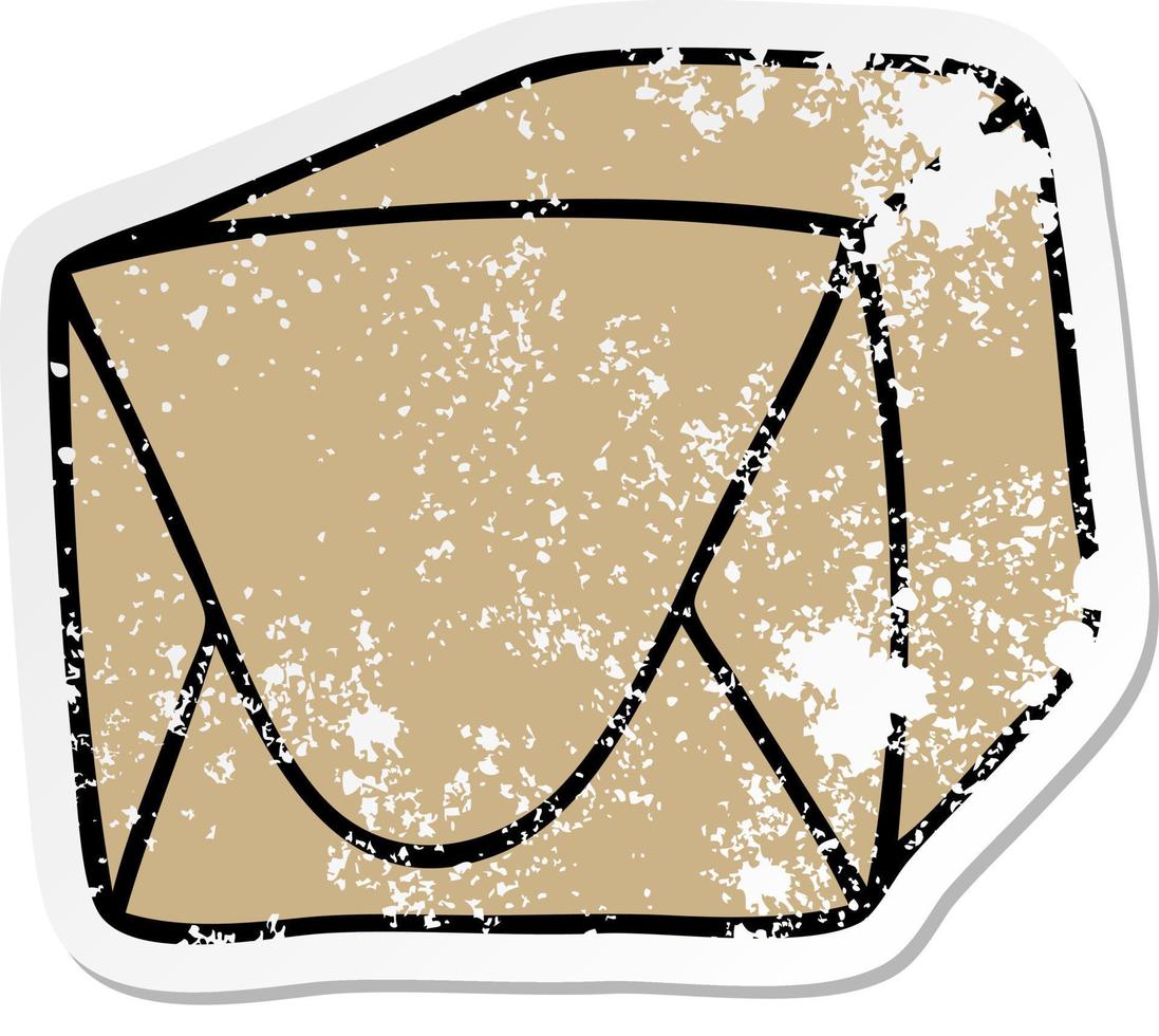 distressed sticker of a quirky hand drawn cartoon brown parcel vector