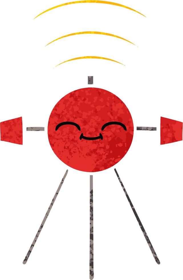 retro illustration style cartoon satellite vector