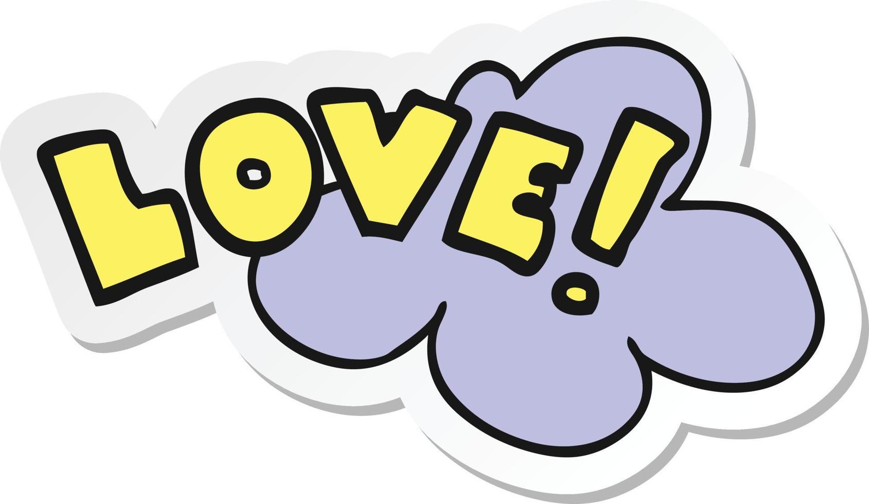 sticker of a cartoon word love vector