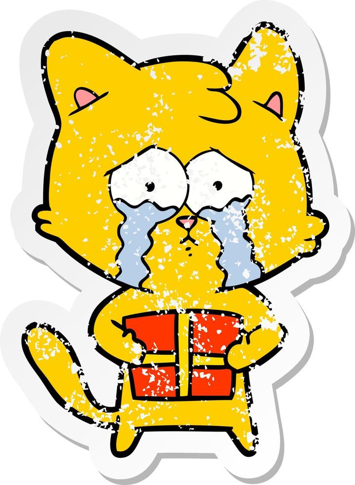 distressed sticker of a cartoon cat vector