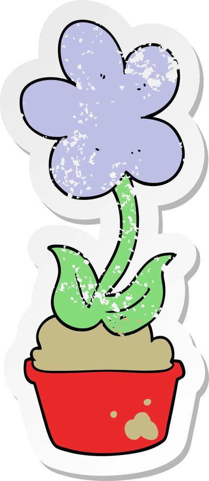 distressed sticker of a cute cartoon flower vector