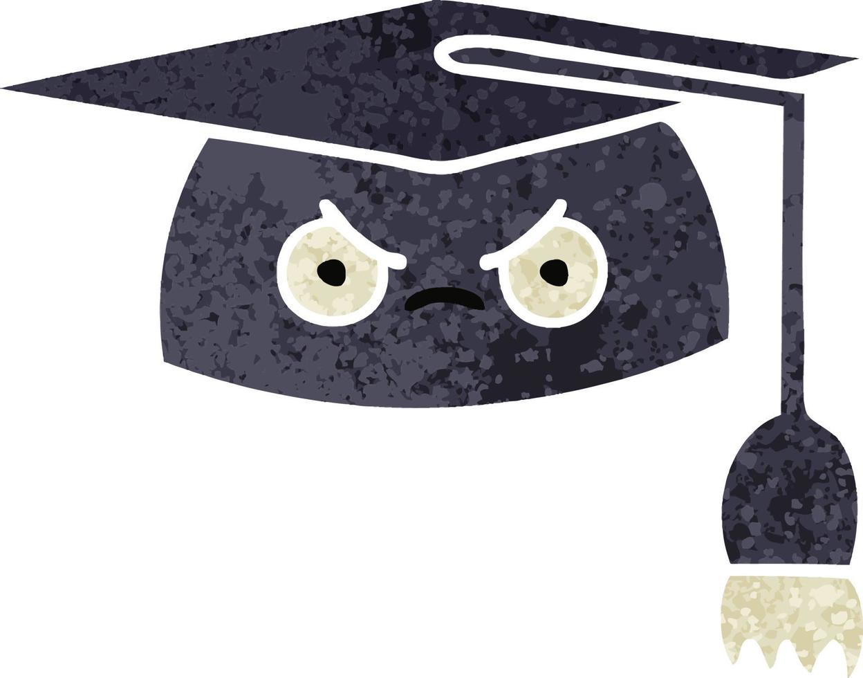 retro illustration style cartoon graduation hat vector